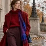 Autumn outfit using red as the dominant colour in a vintage-inspired wardrobe